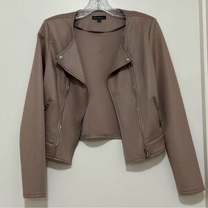 Chocolate U.S.A. Women's Dusty Rose Vegan Leather Moto Cropped Jacket/Blazer S